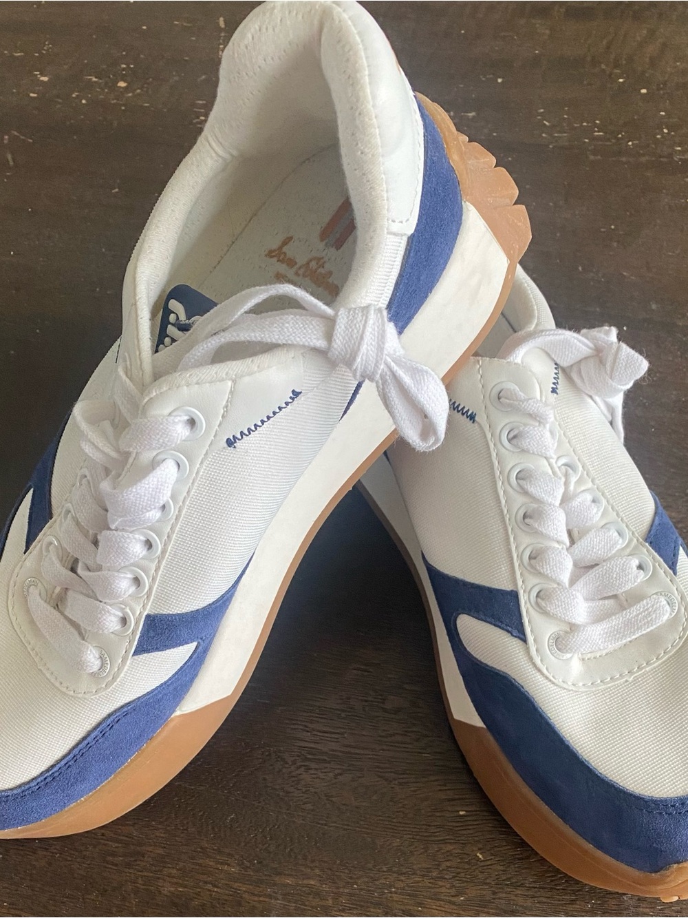New! Sam Edelman Women’s White and Blue Canvas Sneakers Size 9.5